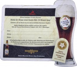 Die Hirsch-Brauerei verlost auf ihren Bierdeckeln eine Bierrente. 