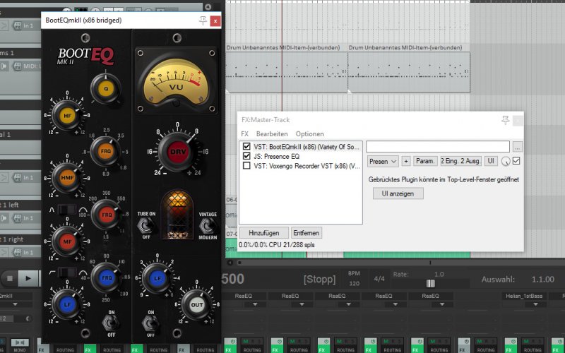 Mit zwei weiterne Plugins auf dem Masterkanal wird der Feinschliff erledigt