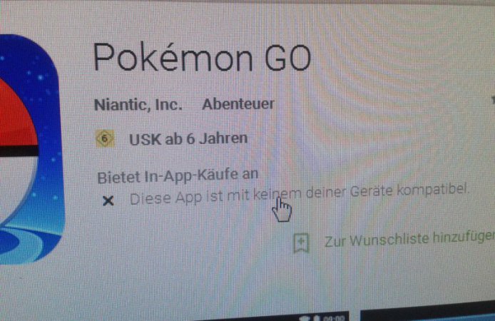 Pokemon geht beim mir nicht. Ist vielleicht besser so. 