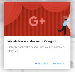 Dieser Hinweis ist heute  auf meiner Google+ Seite aufgeploppt