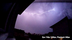 Screenshot aus dem Blitz-Zeitlupen-Video mit der Actionpro X7 